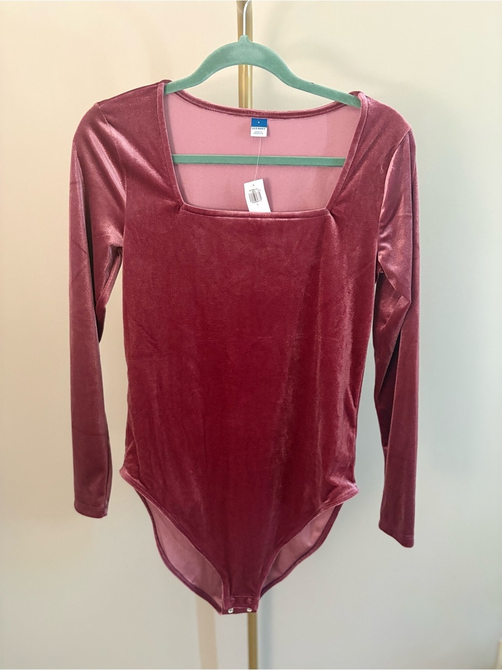 Old Navy Velvet Long-Sleeve Bodysuit - Mauve Pink